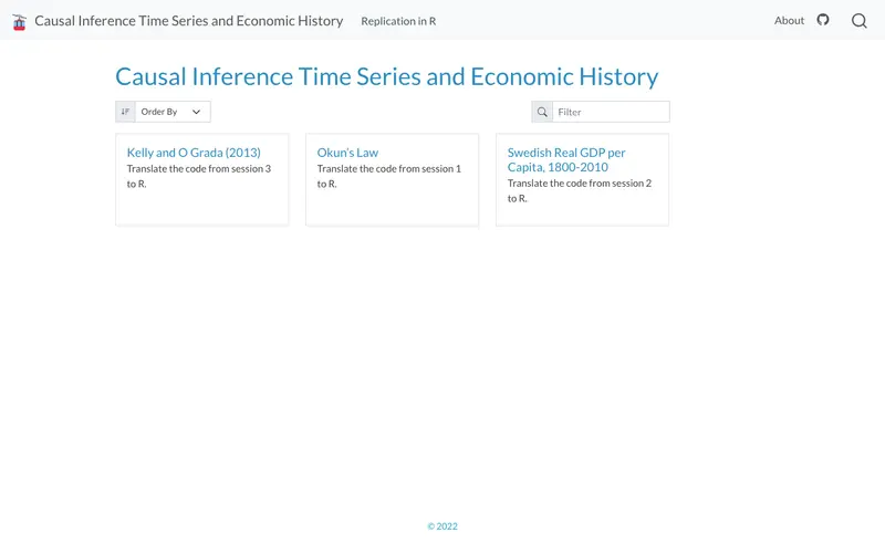 Screenshot of Causal inference, time series and economic history