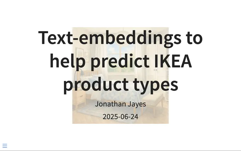 Screenshot of Text embeddings to help predict IKEA product types