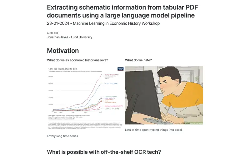 Screenshot of Extracting tabular information from PDF documents with a language model